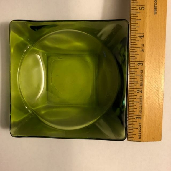 Vintage Anchor Hocking 1970s Avocado Green Square Glass Ashtray Mid Century - Picture 10 of 12